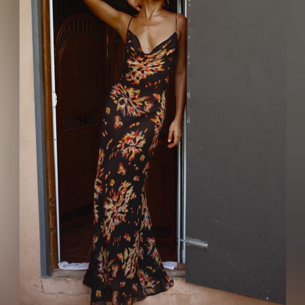 rat & boa maxi,sheer multicolored dress brand new with tags size large